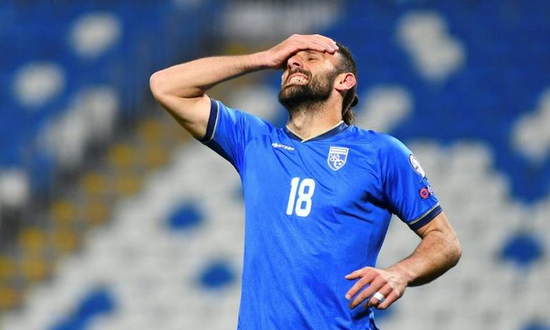 Vedat Muriqi of Kosovo, whose team play Spain on Wednesday in a World Cup qualifier overshadowed by a diplomatic spat