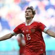 Aleksei Miranchuk celebrates scoring Russia's goal against Finland