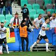 Germany players celebrate after Lukas Nmecha scored against Portugal in the Under-21 Euro final in Ljubljana