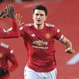 Manchester United defender Harry Maguire celebrates his goal against Sheffield United