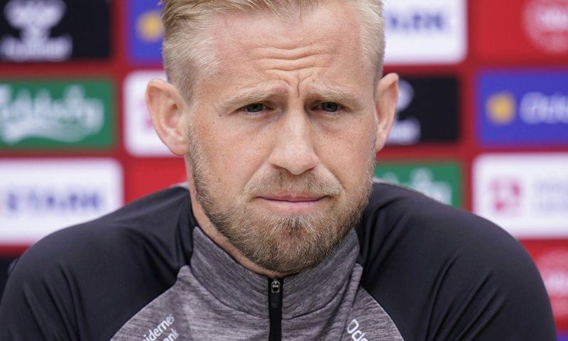 Denmark's Kasper Schmeichel talking to media about Christian Eriksen on Monday