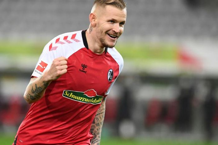 Handed a win: Freiburg's Jonathan Schmid celebrates