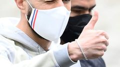 Karim Benzema arrives at France's Clairefontaine training base as part of the team's preparation for Euro 2020