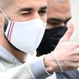 Karim Benzema arrives at France's Clairefontaine training base as part of the team's preparation for Euro 2020