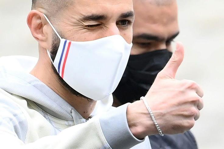 Karim Benzema arrives at France's Clairefontaine training base as part of the team's preparation for Euro 2020