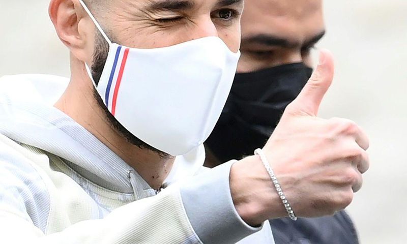 Karim Benzema arrives at France's Clairefontaine training base as part of the team's preparation for Euro 2020