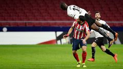 Racially abused: Valencia's French star Mouctar Diakhaby pictured playing against Atletico Madrid in January