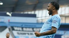 Manchester City's Raheem Sterling celebrates his goal against Fulham