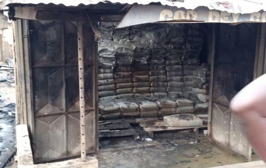 Cement burnt to ashes