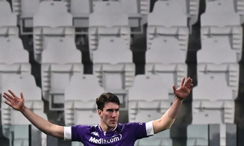 Fiorentina's Serbian forward Dusan Vlahovic scored a first-half hat-trick