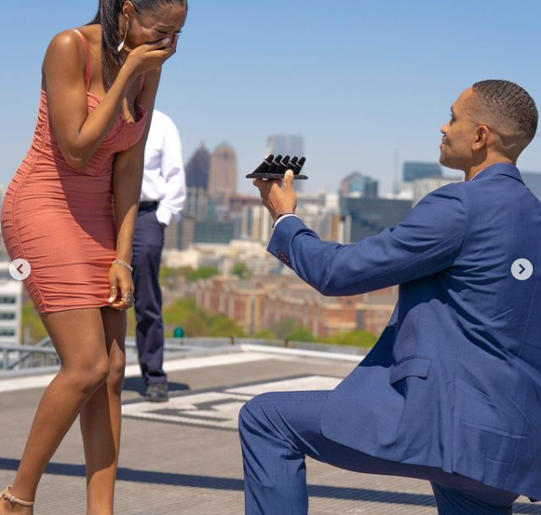 Man proposes marriage to fiancée with 5 different diamond rings, all on the same finger
