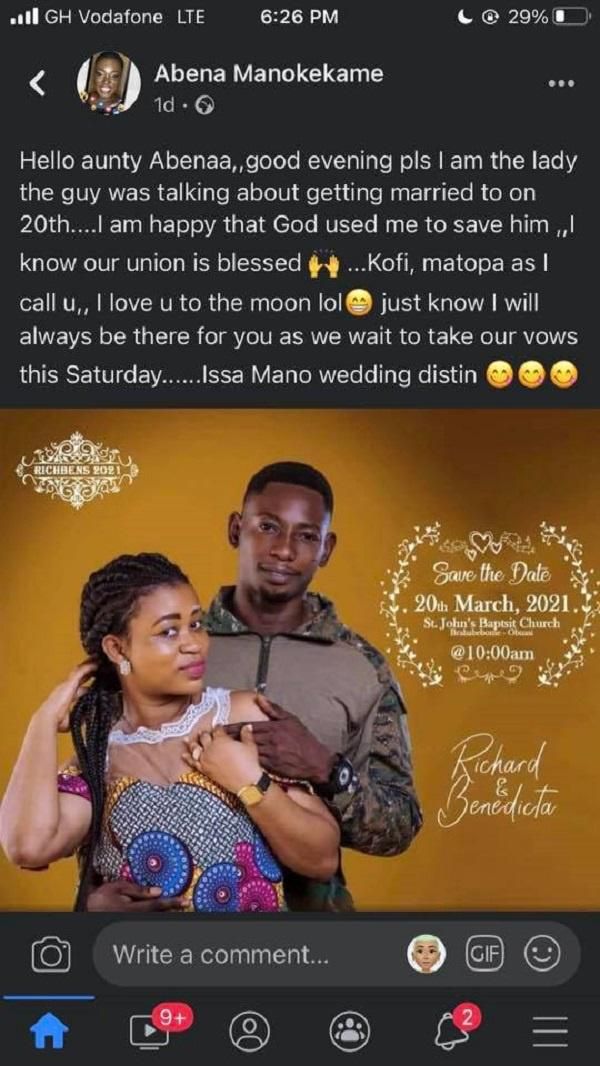 Soldiers storm Richard Agu’s wedding at Obuasi as Comfort Bliss vows to spoil the event