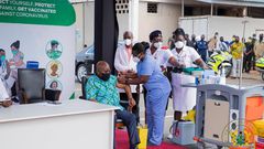 President Nana Akufo-Addo  taking the COVID-19 vaccine
