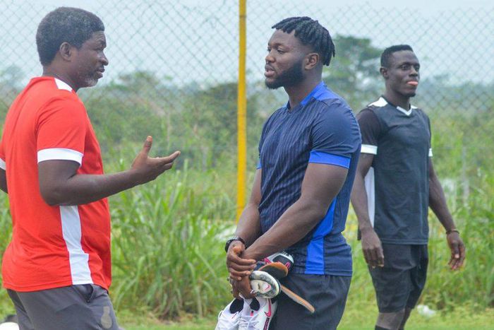 Muniru Sulley with coach Maxwell Konadu