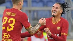 English defender Chris Smalling (R) joined Roma from Manchester United