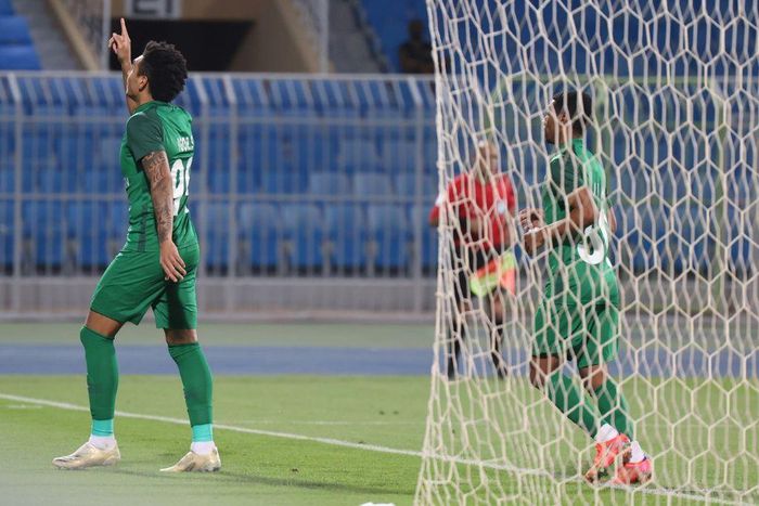 On target: Ahli forward Igor Jesus celebrates his goal against Al Hilal