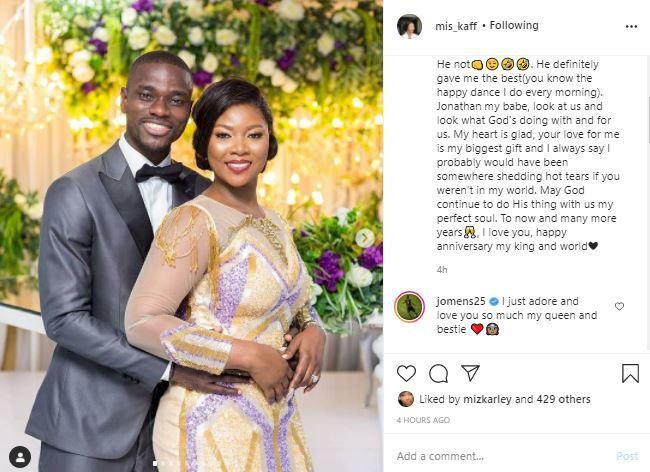 Mrs Mensah celebrates Jonathan Mensah on their 2nd wedding anniversary day