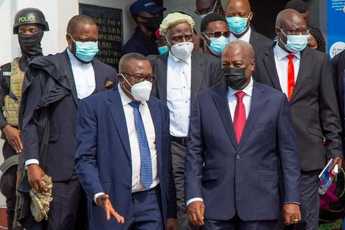 John Mahama and some NDC officials at the Supreme Court