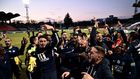 Fourth tier Rumilly-Vallieres players celebrate after making the French Cup semi-finals