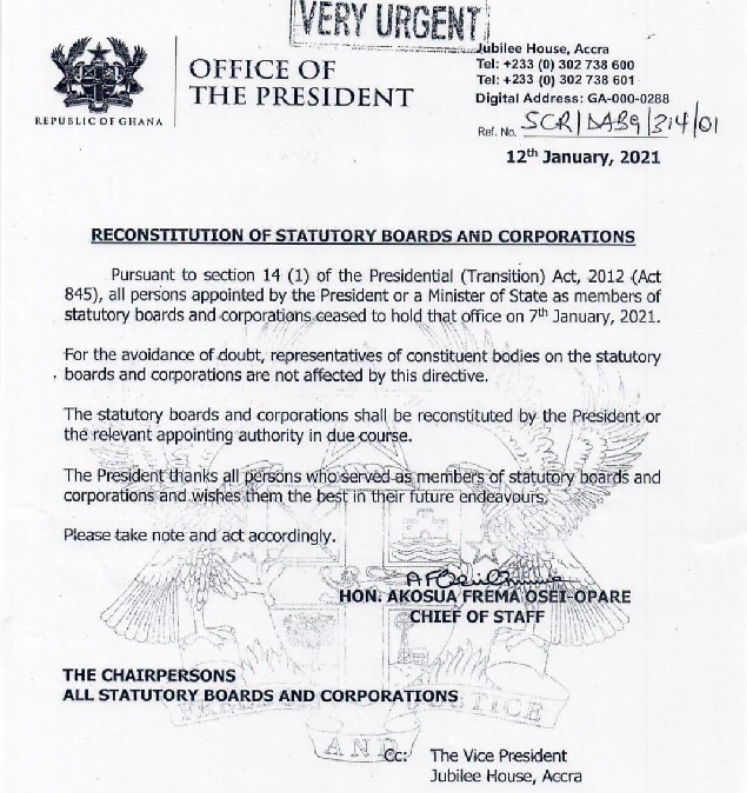 Akufo-Addo to reconstitute statutory boards and corporations