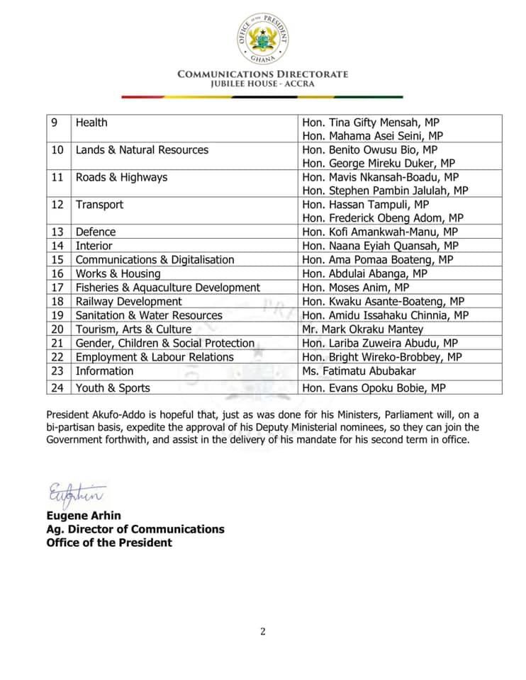 Statement from Presidency (2)