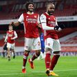 Arsenal striker Alexandre Lacazette celebrates scoring against Chelsea
