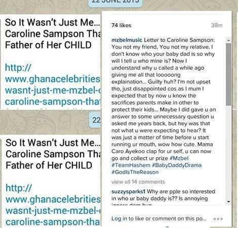 Screenshot of MzBel's comment