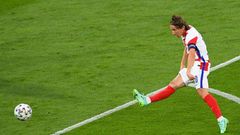 Maestro: Luka Modric's stunning strike helped Croatia beat Scotland 3-1 to reach the last 16 of Euro 2020