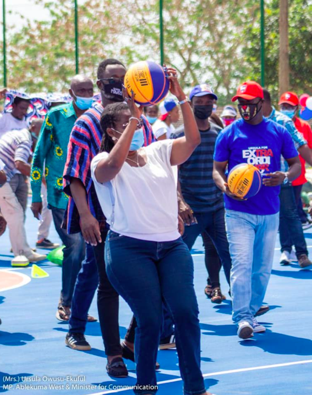 Ursula commissions basketball court in Dansoman