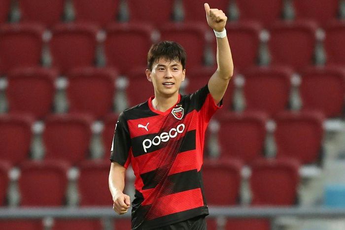 Lim Sang-hyub celebrated after ensuring Pohang Steelers beat Thailand's Ratchaburi during their opening Asian Champions League group match in Bangkok