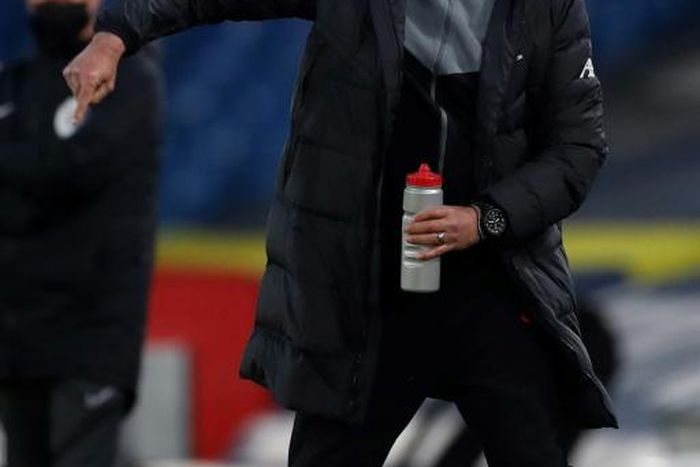 Awkward position - Liverpool manager Jurgen Klopp on the touchline at Elland Road