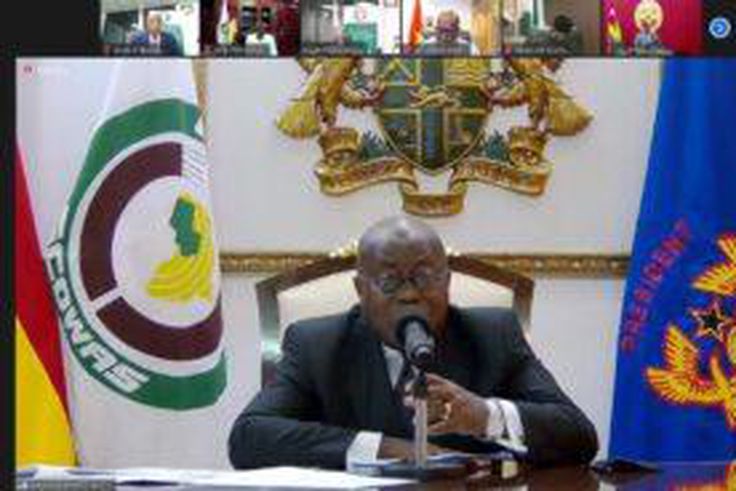 President of Ghana, Nana Akufo-Addo Presiding over the virtual Extra Ordinary Session of ECOWAS Authority of Heads of State and Government