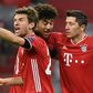 The men to beat: Bayern Munich's Robert Lewandowski, Thomas Mueller and Chris Richards celebrate a goal as they beat Salzburg for a 15th straight Champions League win