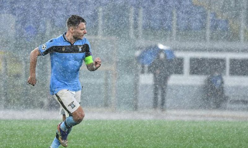 Lazio striker Ciro Immobile scored his fifth Champions League goal this season under pouring rain at the Stadio Olimpico