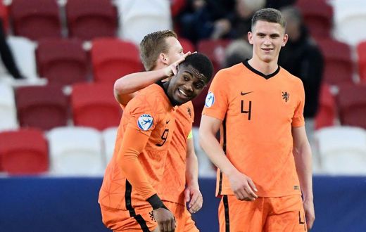 Myron Boadu takes the acclaim after scoring the Netherlands' late winner against France at the Under-21 Euro