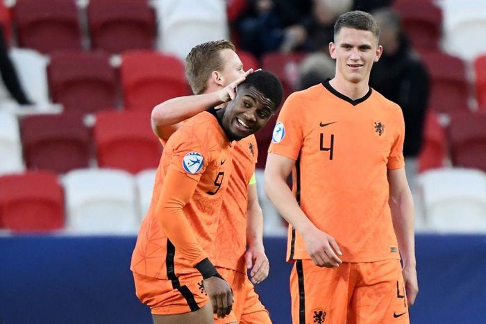 Myron Boadu takes the acclaim after scoring the Netherlands' late winner against France at the Under-21 Euro
