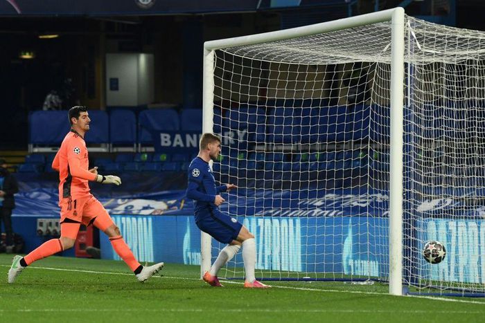 Chelsea striker Timo Werner scores against Real Madrid