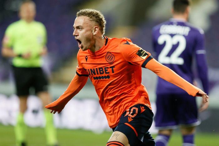 Noa Lang celebrated after scoring as Club Brugge clinched the Belgian title but might have gone too far after he game