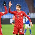 Robert Lewandowski (L) and Thomas Mueller (R) both scored for Bayern Munich on Sunday
