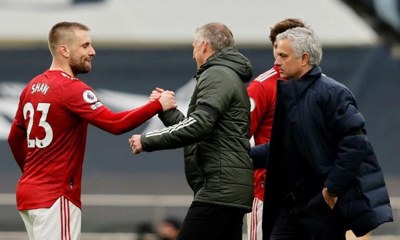 Tottenham manager Jose Mourinho (right)hit back at Manchester United boss Ole Gunnar Solskjaer (centre)for his criticism of Son Heung-min