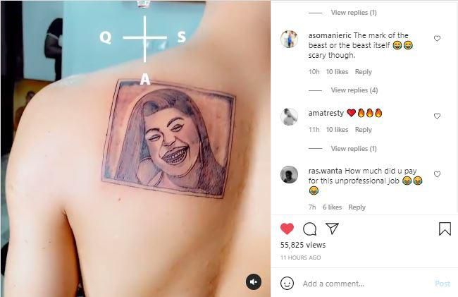 Afia Schwarzenegger son tattoos her face