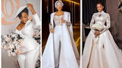 Brides in two-pieces wedding gowns