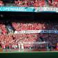Danish supporters take part in a moment of applause for Christian Eriksen during the Euro 2020 game against Belgium