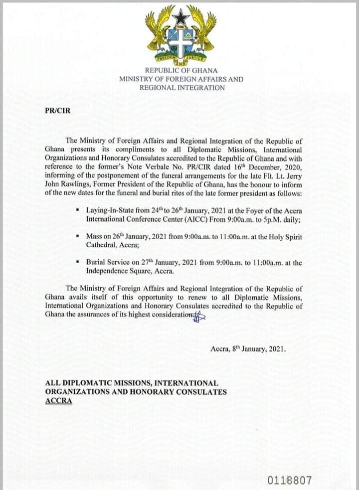 Communique from Foreign Affairs Ministry
