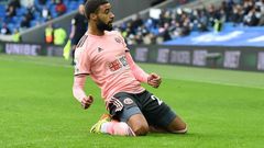 Sheffield United's Jayden Bogle celebrates scoring against Brighton