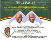 NPP to hold Islamic thanksgiving prayers