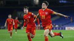 Wales forward Daniel James celebrates scoring against the Czech Republic