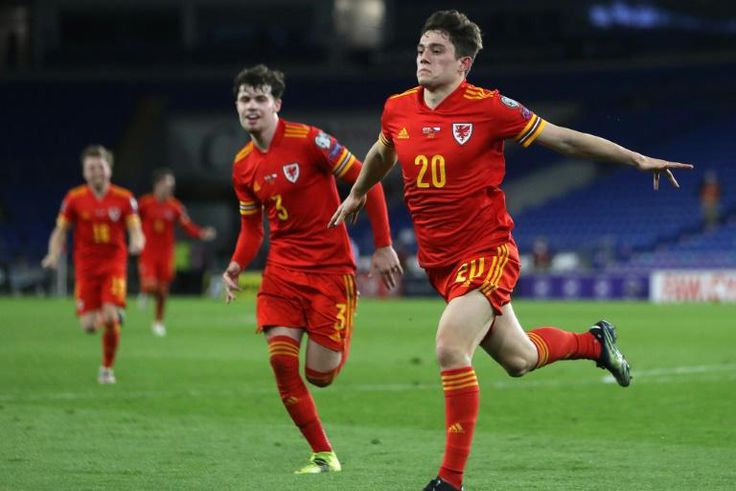 Wales forward Daniel James celebrates scoring against the Czech Republic
