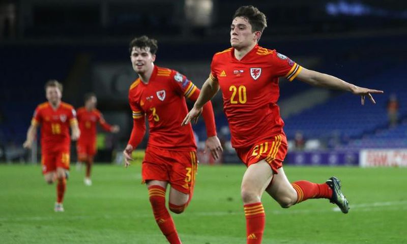 Wales forward Daniel James celebrates scoring against the Czech Republic