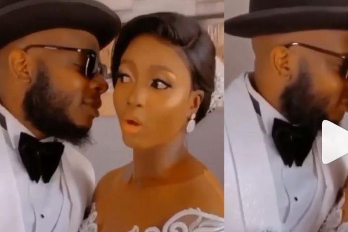 “Don’t spoil my make up oh; just do as if you want to kiss but don’t kiss” – Bride warns groom